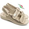 Benessere del tuo piede Sandali ciabatte DONNA tre strappi anziani MICIA FELICE regolabile in tessuto e sottpiede in vera pelle made in italy (beige traslucido, Sistema Taglie Calzature EU, Adulto, Donna, Numero, Media, 38)