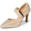 DREAM PAIRS Décolleté Classici con Tacco Alto da Donna con Cinturino sul Collo del Piede per Il Lavoro Matrimonio Ballo,Size 40.5,Oro Glitter,SDPU2350W