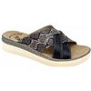 3Rose 402 Ciabatte Donna con Doppia Fascia Incrociata Stampa Pitonata - Pantofole Casa e Outdoor Estive - Sabot Comodi da Giorno Comfort Anatomico con Plantare Estraibile in Vera Pelle (Blu, 40)