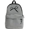 Kexpery Zaino scolastico elegante con motivo a quadretti, con fiocco, per scuola, vita quotidiana, Nero , Moyen, Sporty