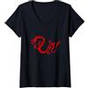 Dragon Symbol / Chinese Mythology / Qigo Donna Simbolo del drago/calligrafia mitica cinese Tai Chi Design Maglietta con Collo a V