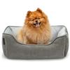 lionto Letto per cani 2 in 1 con ingresso confortevole, accogliente cuccia reversibile per cani e gatti, 60x50 cm, cuscino per cani in similpelle facile da pulire, grigio chiaro/grigio scuro