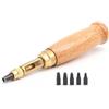 TopHomer Perforatrice per fori per pelle, 1,5 mm-3,5 mm, con manico in legno, perforatrice automatica per cinture, per fai da te, artigianato, cucito, pelletteria