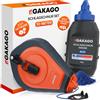 Gakago Set di cordini da 30 m con gesso blu da 150 g (temporaneo) - Corda per marcatura con alloggiamento in alluminio - Efficiente trasmissione 3,5:1 & ruota libera - Corda colorata con gancio