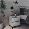 ZQQLVOO Comodino 2 pezzi, grigio cemento, 40 x 35 x 50 cm, in legno con 2 cassetti e gambe in metallo, fascino industriale, soluzione di archiviazione, mobile stabile per soggiorno
