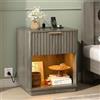 LEADZM comodini camera da letto comodino con Multipresa Rovere grigio
