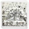 ARTEMA Orologio da Parete Cornice Ecopelle Bianca Albero Vita 26 Glitter Argento 57x57 cm