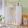 Merax Armadio piccolo con barra, armadio a 2 ante per camera da letto, soggiorno e camera dei bambini, MDF, bianco, 80 x 50 x 120 cm