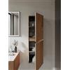 BRIDGE BENO Mobile alto da bagno con ripiani regolabili, anta con chiusura ammortizzata, frontale scanalato, montabile a sinistra o destra, 35x110x25 cm, Forest Walnut