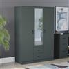 Vida Designs Riano, grande armadio a 3 ante con specchio, con mensola e asta appendiabiti, spazioso organizer per camera da letto e vestiti, finitura nera (verde diaspro)