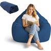 BOFITENG Fodera per pouf XL per adulti (solo fodera, senza imbottitura), con tasche laterali, per riporre peluche, per camera da letto, ufficio, soggiorno, terrazza, 100 x 120 cm(blu scuro)