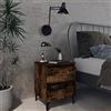 ZQQLVOO Comodino con gambe in metallo, 2 pezzi, rovere affumicato, 40 x 35 x 50 cm, con due cassetti per riporre oggetti, tavolini robusti per camera da letto, comodini moderni in legno