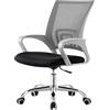 eacommerce Sedia Ufficio Ergonomica con Schienale in Rete Traspirante, Seduta Imbottita in Tessuto Altezza Regolabile Braccioli in PP, Base Cromata con Ruote in Nylon (Bianca)