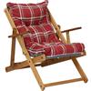Liberoshopping Poltrona Pieghevole sdraio in legno Abete 3 Posizioni Cuscino tessuto Imbottito per soggiorno giardino made in italy - RELAX (Rosso)