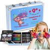 Maverton Valigetta Colori Personalizzata - Azzurra o Rosa a 2 Piani - Set Pittura e Disegno - Kit Matite Colorate Pastelli Pennarelli Colori a Matita - Regalo Bambini Compleanno