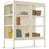 tectake® Vetrina Espositiva in Metallo con Ante in Vetro Temperato, 80 x 37 x 90,5 cm, Libreria Mobile, 2 Ripiani Regolabili, Armadietto Moderno per Casa Ufficio Studio Vetrina Soggiorno - Crema