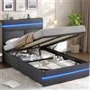 AOGLLATI Letto Singolo con Contenitore Idraulico 90x200 cm, Grigio Scuro