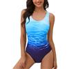 heekpek Costume da Bagno Donna Intero Un Pezzo Costumi Interi Monokini Gradient Sportivo Swimwear Imbottito Brasiliana Swimsuit One Piece Push Up Beachwear(Gradiente Blu,XL)