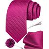 Ailisus Cravatte a righe per uomo tinta unita cravatta fazzoletto risvolto spilla fermacravatta festa di nozze formale cravatta set 4 pezzi
