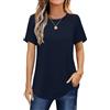 Elesomo Maglietta a maniche lunghe da donna, a maniche corte, estiva, girocollo, casual, per leggings