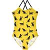 LI ZHI XIN Costume da bagno intero da bambina, costume da bagno, costume da bagno, set bikini per bambini, età 3-10 anni con simpatico motivo gatto, multicolore, 7-8 Anni