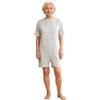 RUNQHUI Pigiama da donna da uomo a maniche corte per anziani, paziente, tuta pigiama, grigio, XL