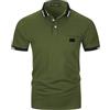 KUNJLELP Polo da Uomo con Tasca T Shirt Manica Corta M-3XL Chic Colletto a Quadri Maglietta Uniformi