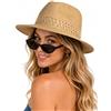 Zylioo Cappelli in paglia piccoli, cappello da sole Fedora a tesa corta, ripiegabile e arrotolabile, cappello estivo Panama per teste piccole