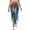 Panegy Costume da sirena da donna a scala di pesce, leggings a vita alta, pantaloni a coda di sirena, lunghezza intera leggings per Halloween, Blu 2, L
