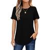 Elesomo Maglietta a maniche lunghe da donna, a maniche corte, estiva, girocollo, casual, per leggings