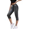 Onsoyours Pantaloni Capri per Donna Estivi Jeans a Vita Alta Eleganti 3/4 Pantaloni in Denim Jeggings Corti Jeans Capri C Nero XL