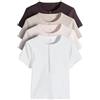 THE SET Donne Confezione da 4 T-Shirt Serafino con Bottoni