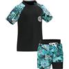 KAKU NANU Costume da bagno per ragazzi con gilet e doppio strato, 5-15 anni | nero, blu, bianco, protezione solare, leggero, asciugatura rapida, traspirante, spiaggia, surf, piscina