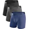 DAVID ARCHY Intimo da uomo in rayon di bambù, traspiranti, super morbidi, comodi e leggeri, con patta in confezione da 4, Lunghezza: nero + grigio scuro + blu scuro (modal), M