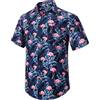 Enlision Camicia Hawaiana Uomo Manica Corta Estiva Fenicottero Floreale Casual Camicie Stampa Hawaiane Spiaggia Vacanza con Tasca 4XL