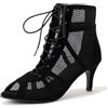 Lunovrans Heels Dance Class Bootie Scarpe da Ballo Donna con Tacco, Alto Sexy in Rete Eleganti Decollete Scarpe Tacco Donna, Punta Aperta con Lacci 7/10 cm per Dance Performance