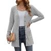 Cicy Bell Cardigan lungo da donna elegante a maniche lunghe con tasca aperta sul davanti, grigio., XL