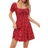 Missufe Abito casual da donna A linee floreali maniche a sbuffo abito estivo con coulisse arricciato abiti corti