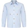 Isar-Trachten Camicia bavarese per bambini - Camicia per ragazzi con chiusura decorativa e cervo ricamato a quadretti con pantaloni in pelle - Oktoberfest Kirchweih, Azzurro, 80