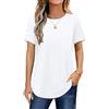 Elesomo Maglietta a maniche lunghe da donna, a maniche corte, estiva, girocollo, casual, per leggings