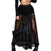 EMOTTOS Gonna Lunga Donna, Maxi Semitrasparente in Pizzo Sexy 2 in 1 Trasparente in Rete Elastico in Vita Alta Linea ad A Sottogonna in Tulle con Pantaloncini Festival Streetwear Clubwear, Nero, M