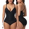 SHAPERIN Body In Pizzo Modellante Donna Corsetto Body Contenitivo Pancia Piatta con Ferretto Intimo Snellente Schiena Bassa Nero XXL