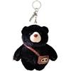 Generic Portachiavi con orso, portachiavi con orso - Portachiavi con animale - Portachiavi con orso di peluche imbottito portachiavi ciondolo per festa di compleanno per bambini e bambine, Nero