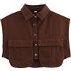 Perbai Camicia corta da donna con bottoni, colletto estivo, senza maniche, in denim con tasche, Marrone, L