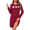 Marvmys Camicia da Notte Donna Cotone Lunghe Maniche