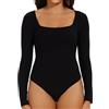 Joyshaper Donna Body a Collo Alto Maniche Lunghe Bodysuit Casual Elegante Bluse Camicie Maglietta Intima