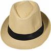 Miobo Cappello di paglia Fedora/Trilby, con nastro, contro il sole, per stile gangster Beige (cappello di paglia). 58