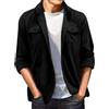 Generisch Camicia da uomo in pelle scamosciata a maniche lunghe, casual, con bottoni, vestibilità ampia, camicia da tempo libero, camicia western in pelle scamosciata, shacket, giacca sportiva leggera