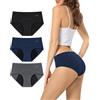 TANSTC Mutande Mestruali Donna, 60ML Grande Volume Mestruale Mutande Assorbenti, Cotone Vita Alta Slip Mestruali Donna, Mutande Post Parto, Nero+Navy+Grigio, 3 Pack, XXL