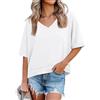 Cicy Bell Maglietta Oversize da Donna con Scollo a V, a Maniche Corte, Tops a Vestibilità Larga, Blusa Basic, T-Shirts., bianco, M